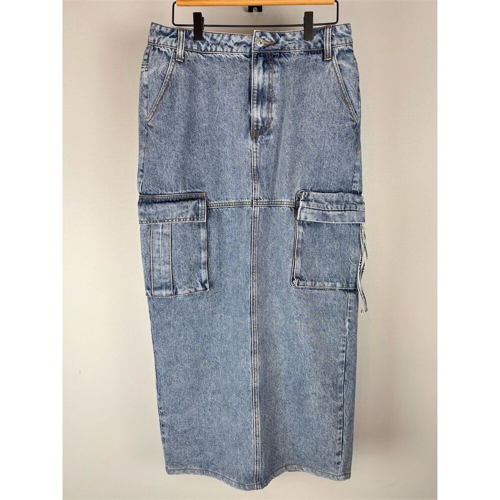 Loucia The Shay Women's M Blue Denim Cargo Maxi Skirt- New W/O Tag